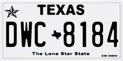 TX license plate DWC8184