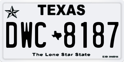TX license plate DWC8187