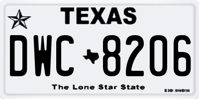 TX license plate DWC8206
