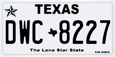 TX license plate DWC8227
