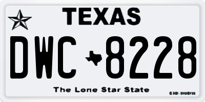 TX license plate DWC8228