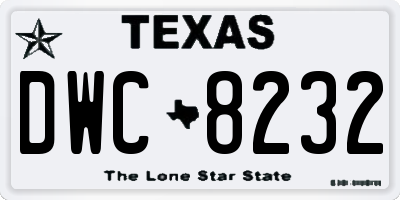 TX license plate DWC8232