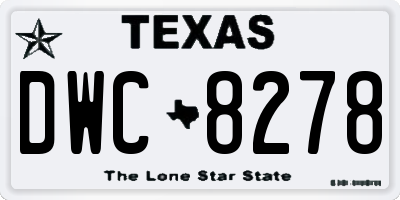 TX license plate DWC8278