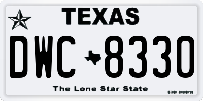 TX license plate DWC8330