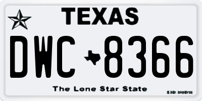TX license plate DWC8366
