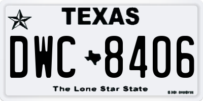 TX license plate DWC8406