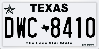 TX license plate DWC8410