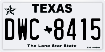 TX license plate DWC8415