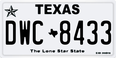 TX license plate DWC8433