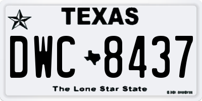 TX license plate DWC8437