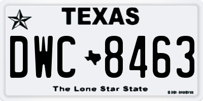 TX license plate DWC8463