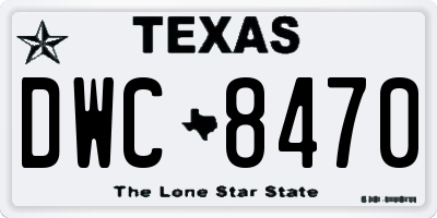 TX license plate DWC8470