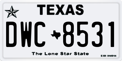 TX license plate DWC8531