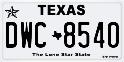 TX license plate DWC8540