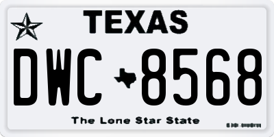 TX license plate DWC8568