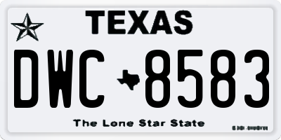 TX license plate DWC8583