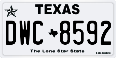 TX license plate DWC8592