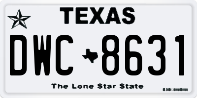 TX license plate DWC8631