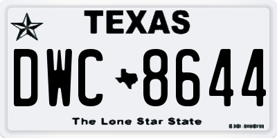 TX license plate DWC8644
