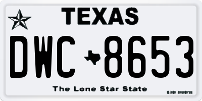 TX license plate DWC8653
