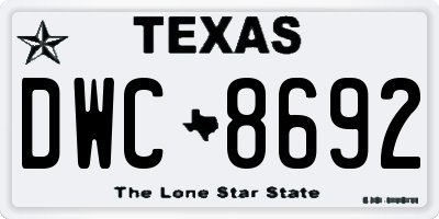 TX license plate DWC8692
