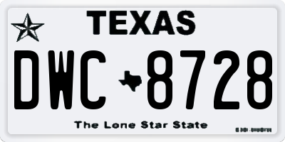 TX license plate DWC8728