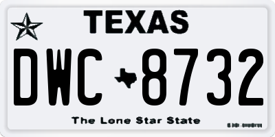 TX license plate DWC8732