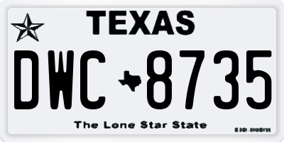 TX license plate DWC8735