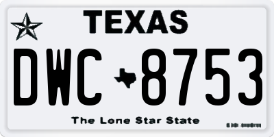 TX license plate DWC8753
