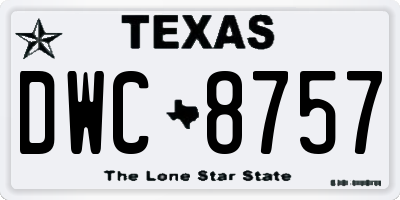 TX license plate DWC8757