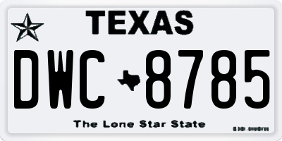 TX license plate DWC8785