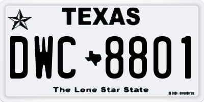 TX license plate DWC8801