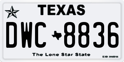 TX license plate DWC8836