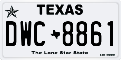 TX license plate DWC8861