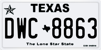 TX license plate DWC8863