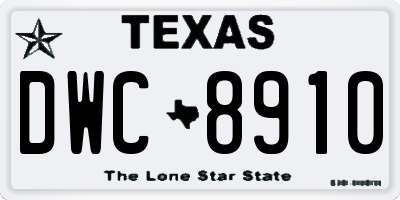 TX license plate DWC8910