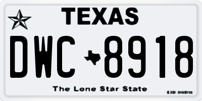 TX license plate DWC8918