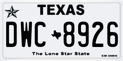TX license plate DWC8926