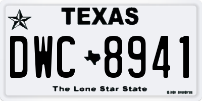 TX license plate DWC8941