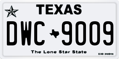TX license plate DWC9009