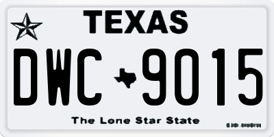 TX license plate DWC9015
