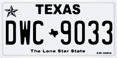 TX license plate DWC9033