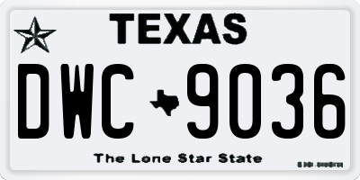 TX license plate DWC9036