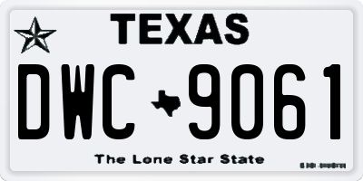 TX license plate DWC9061