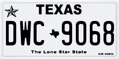 TX license plate DWC9068