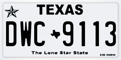 TX license plate DWC9113