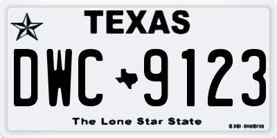 TX license plate DWC9123