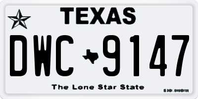 TX license plate DWC9147