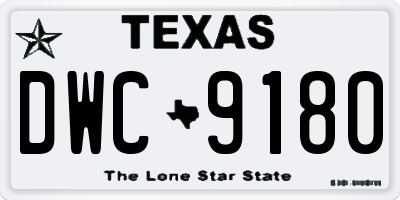 TX license plate DWC9180
