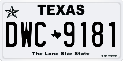 TX license plate DWC9181